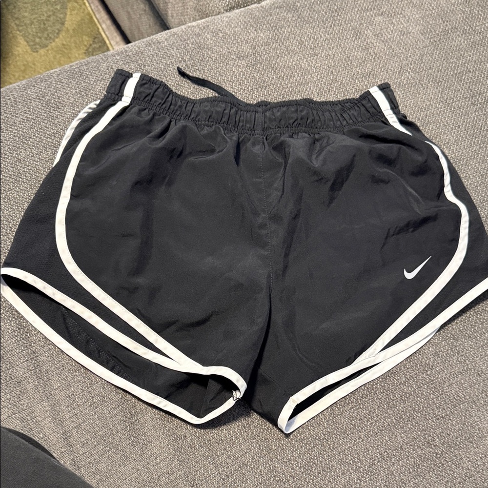 Nike Women's Black and White Athletic Shorts